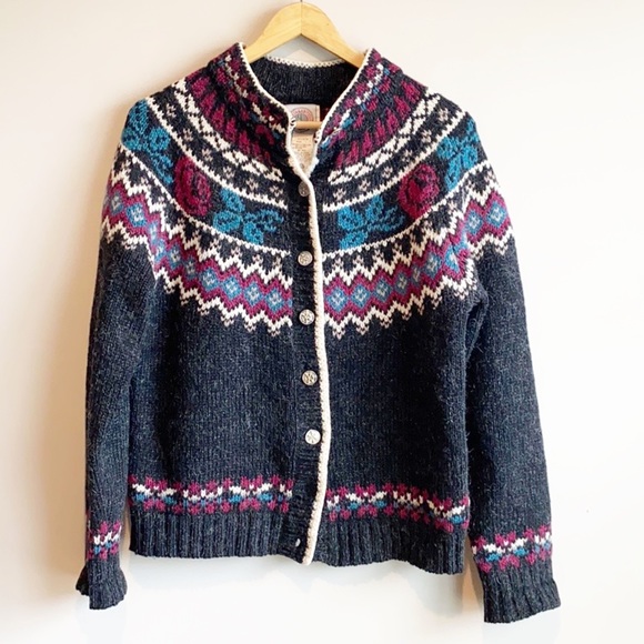 Cape Isle Knitters Sweaters - Cape Isle Knitters fair isle/Nordic print cardigan